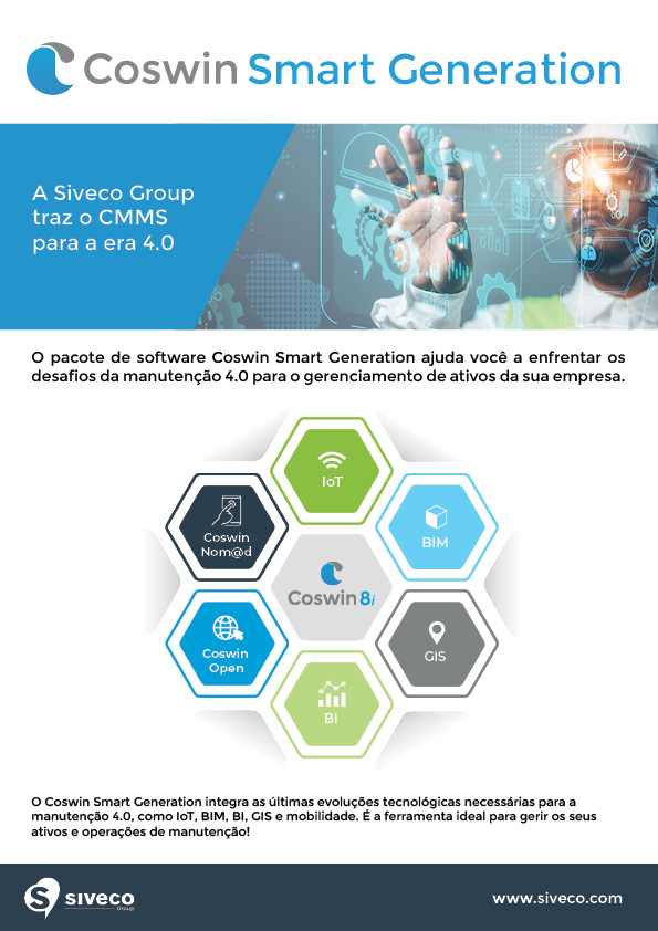 Folheto do software GMAO Coswin Smart Generation