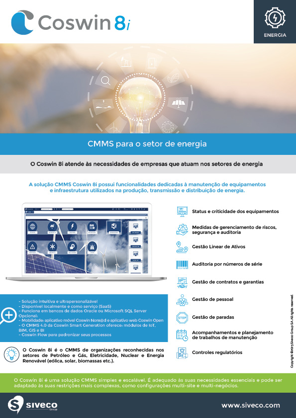 brochura CMMS Coswin setor de energia