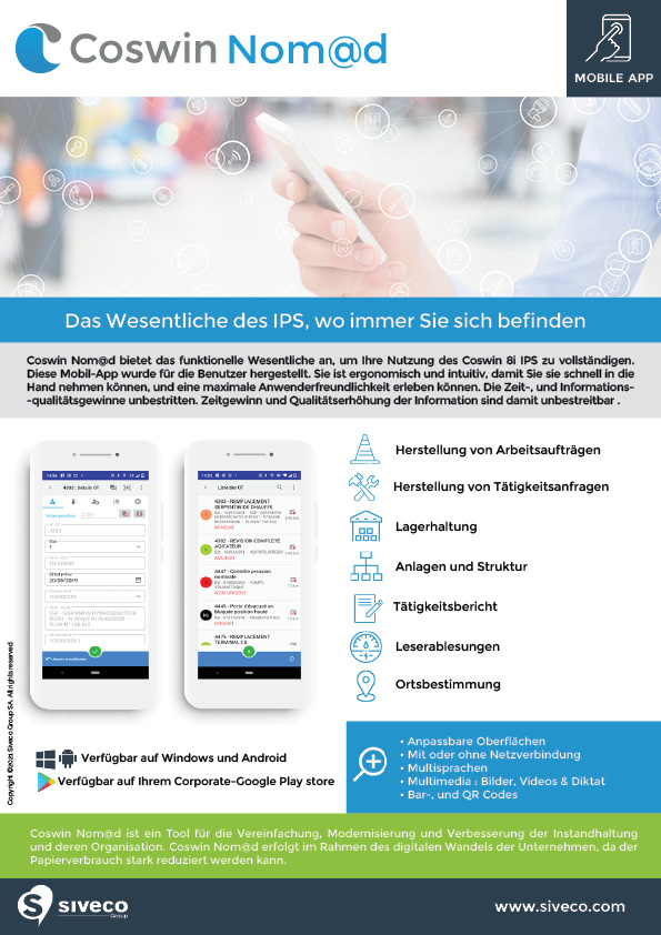 Broschüre zur CMMS-App Coswin Nomad